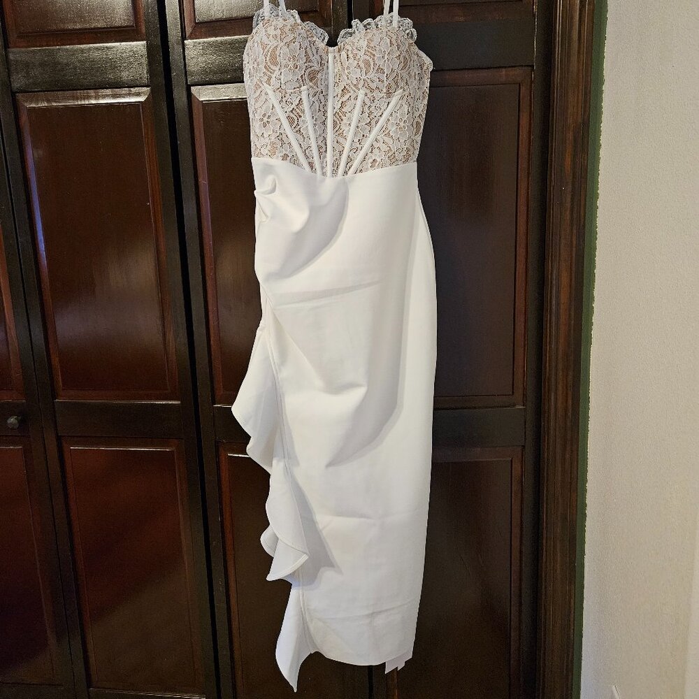 NEW White Dress with Lace Accents